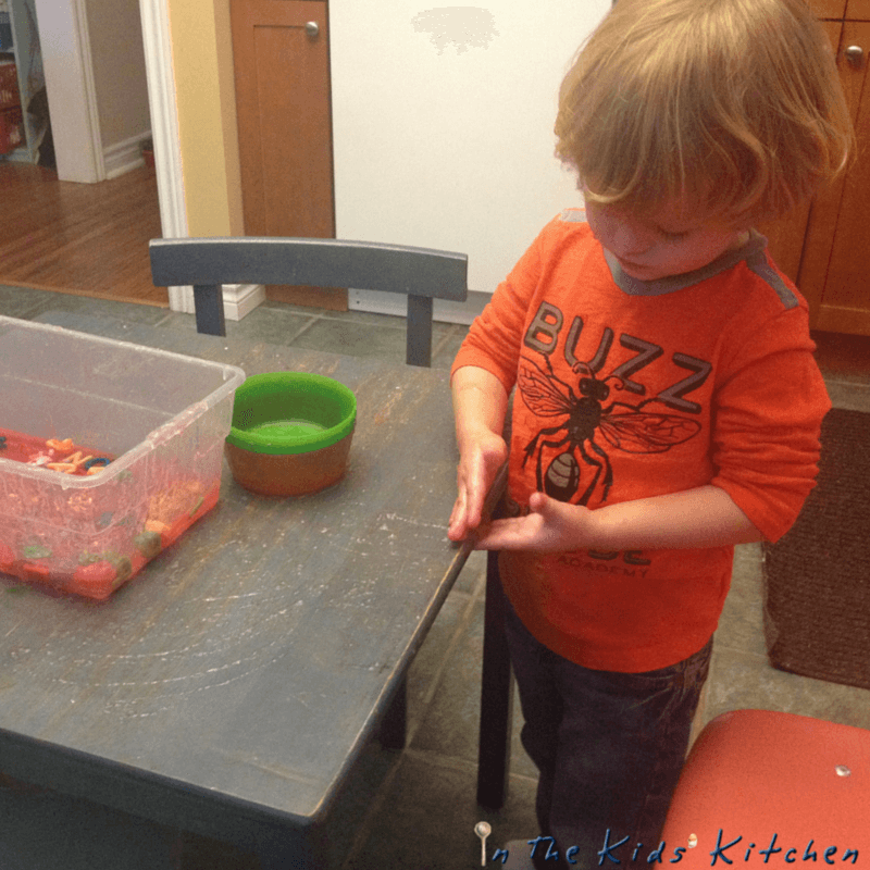 Alphabet Sensory Play - Jelly clean-up!