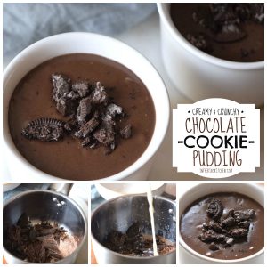 Chocolate Cookie Pudding is TRIPLE the chocolatey goodness! Thick, creamy from-scratch chocolate pudding with crunchy cookies and chocolate shavings combine for the perfect homemade dessert recipe!