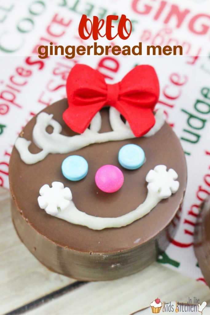 A delicious and easy Christmas cookie kids can make, these OREO Gingerbread men are perfect for a Christmas party or classroom treat