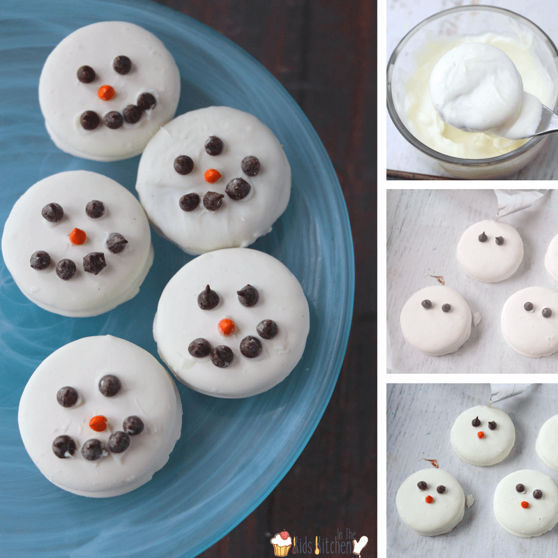 Simply adorable OREO Snowmen! An easy and fun kids dessert recipe perfect for winter and holiday parties or a FROZEN -themed birthday.