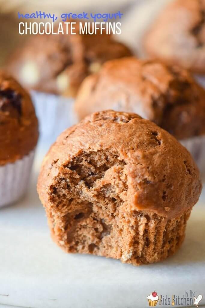 A healthy and delicious greek yogurt chocolate muffin recipe that your kids will love helping to make as much as they'll love eating them