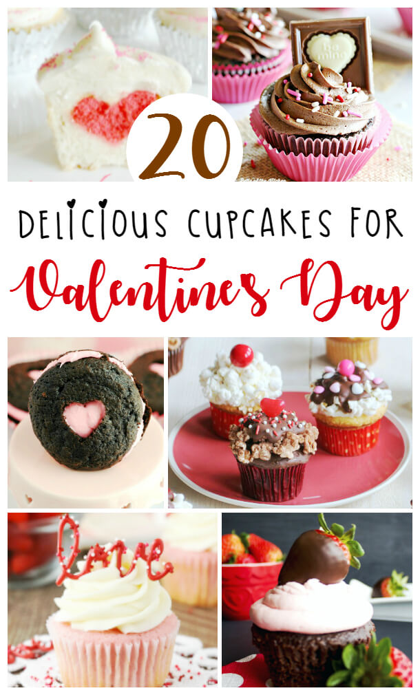 collage of Valentine's Day cupcake recipes