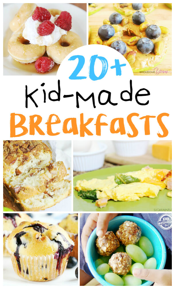 Learning to cook is a valuable life lesson for all children! 20+ Kid-Made Breakfast Recipes perfect to make together and teach kitchen skills.