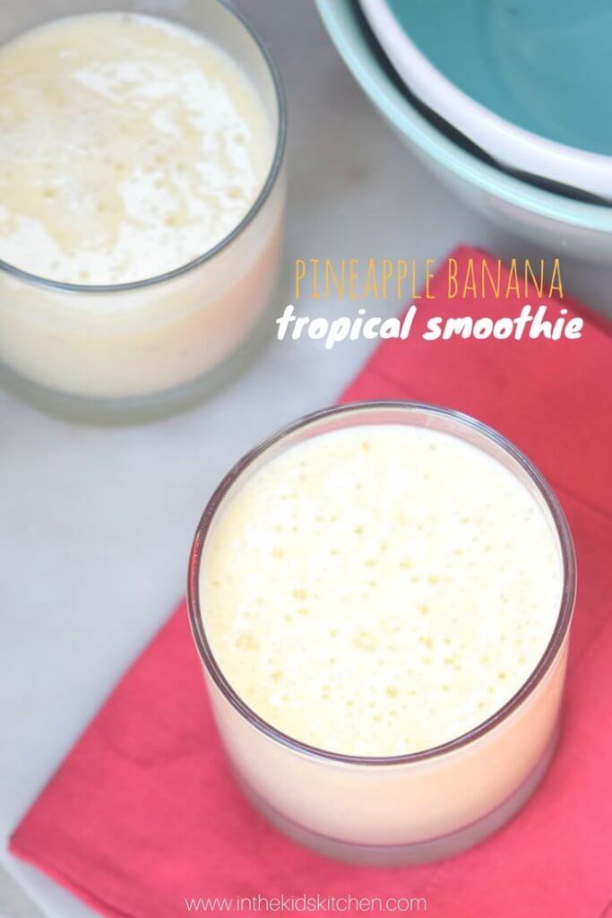 Enjoy a taste of the tropics and give yourself a healthy start to the day with this creamy no-sugar-added Pineapple Banana Smoothie! Easy breakfast or snack