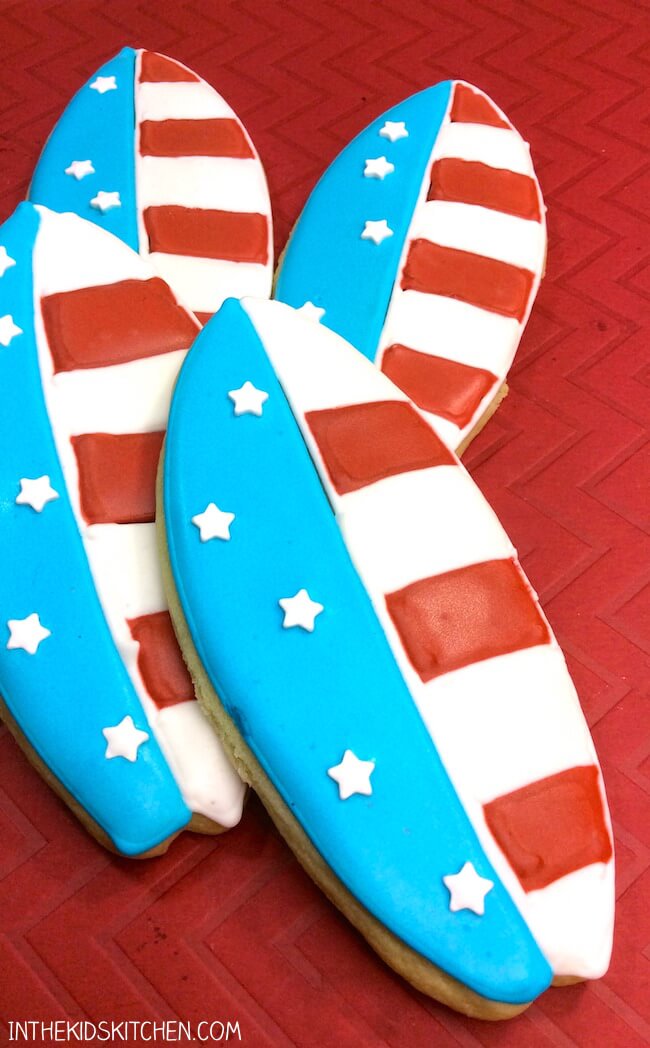 “Surfin’ USA” Patriotic Surfboard Cookies