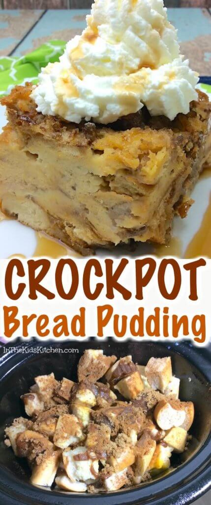 Easy fall breakfast! This crockpot bread pudding is moist and delicious
