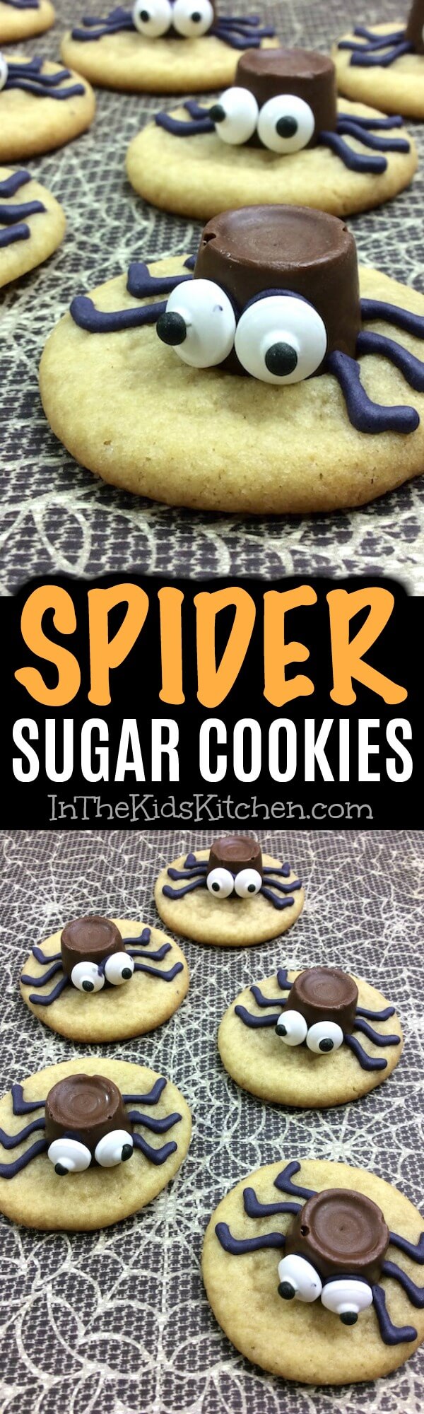 You'll LOVE these absolutely adorable and party perfect Halloween Spider Cookies! Only 4 ingredients and easy enough for kids to make. 