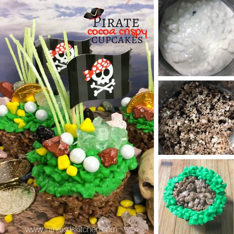 These Pirate Cupcakes made with Cocoa Krispies are an easy no-bake treat that's full of chocolate flavor...and fun!