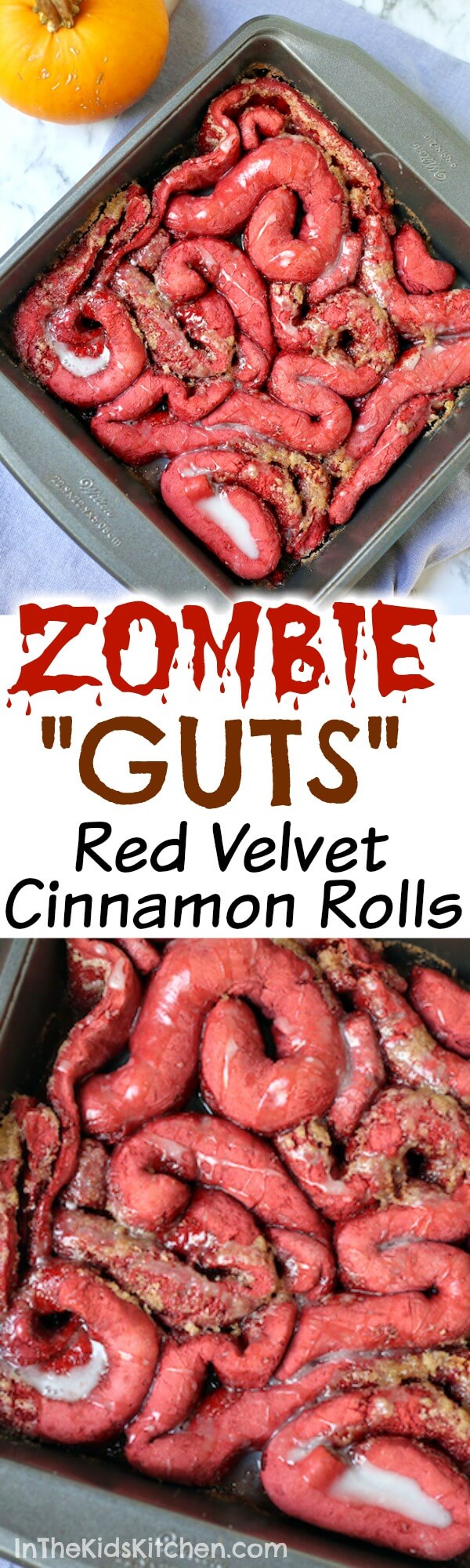 Zombie Guts Red Velvet Cinnamon Rolls