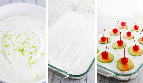 how to make lime infused whipped topping, 3 photo collage