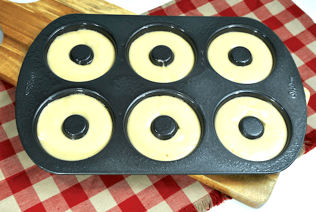 donut batter in pan