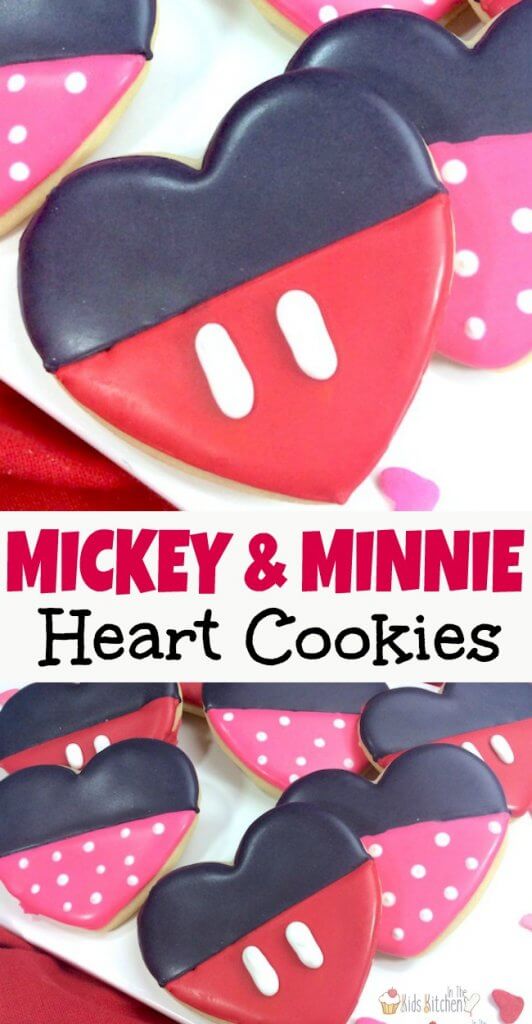 A fun Valentine's Day cookie recipe, these Minnie and Mickey Mouse Heart Cookies will make any Disney fan's day!
