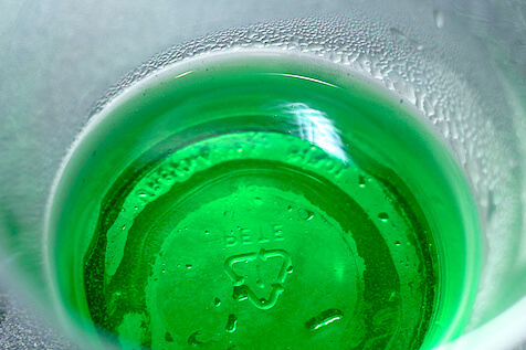 Green jello in the bottom of cup
