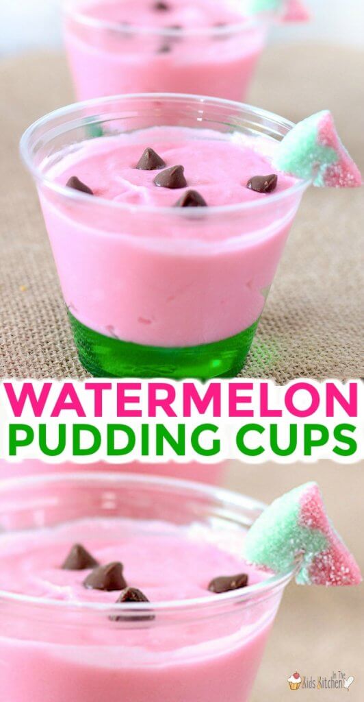 Cute and easy watermelon pudding cups are a festive summer treat! Only 4 ingredients!