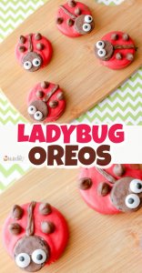 Chocolate covered Ladybug Oreos are a cute party dessert or lunchbox treat guaranteed to brighten your child's day!