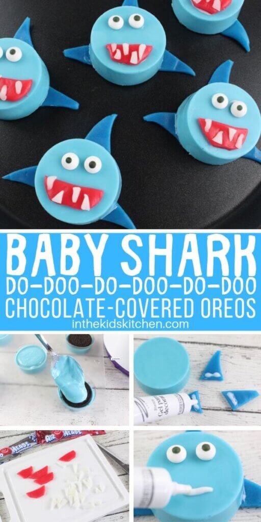 Inspired by the super-catchy song, these Baby Shark Oreos are cute and fun to make! Perfect for Shark Week too!