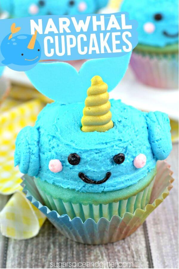 Narwal Cupcakes - In the Kids' Kitchen
