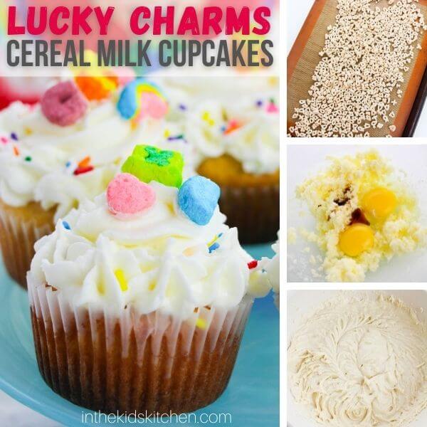 collage image making Lucky Charms cupcakes 