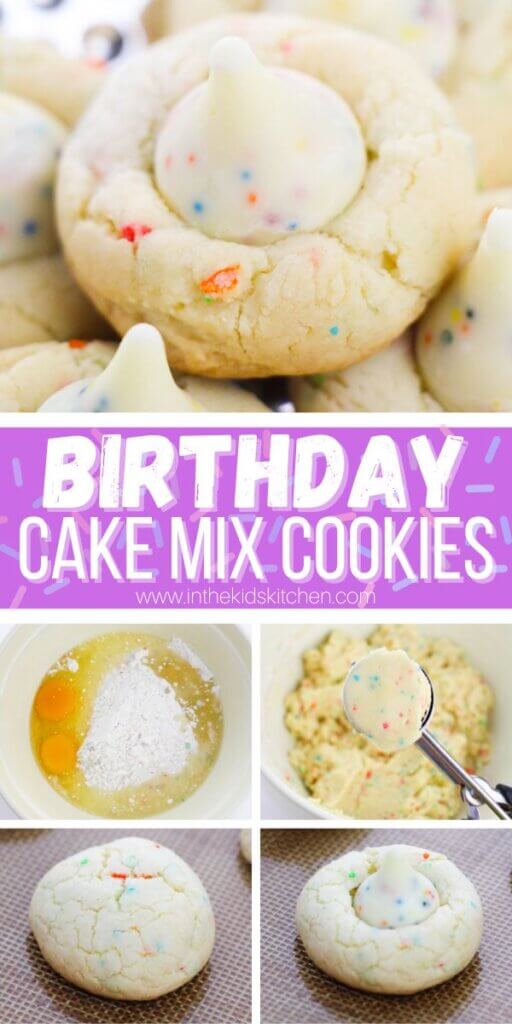 Birthday Cake Kiss Cookies Pinterest image.