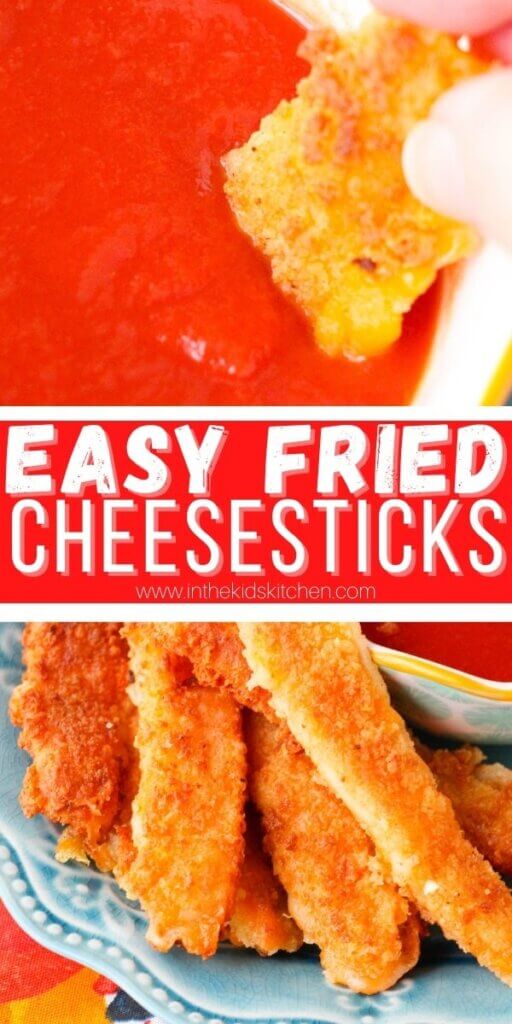 Pinterest image for Easy Fried Cheesesticks