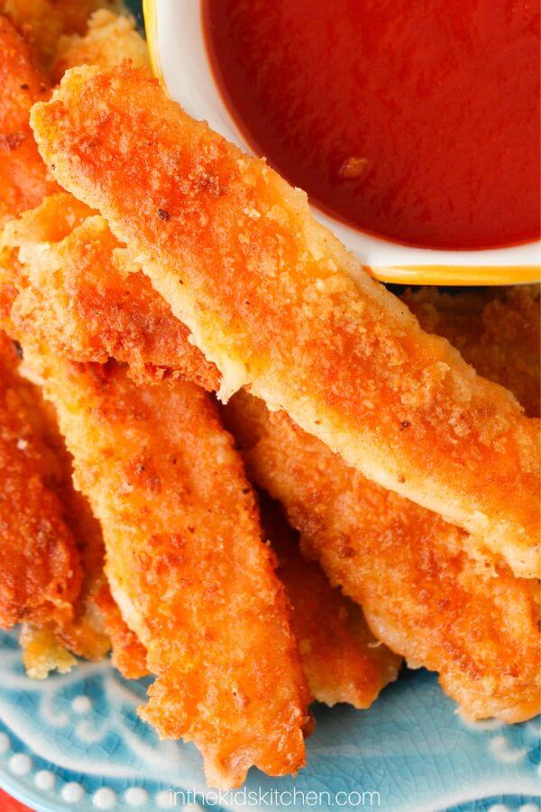 close up of homemade fried cheese sticks
