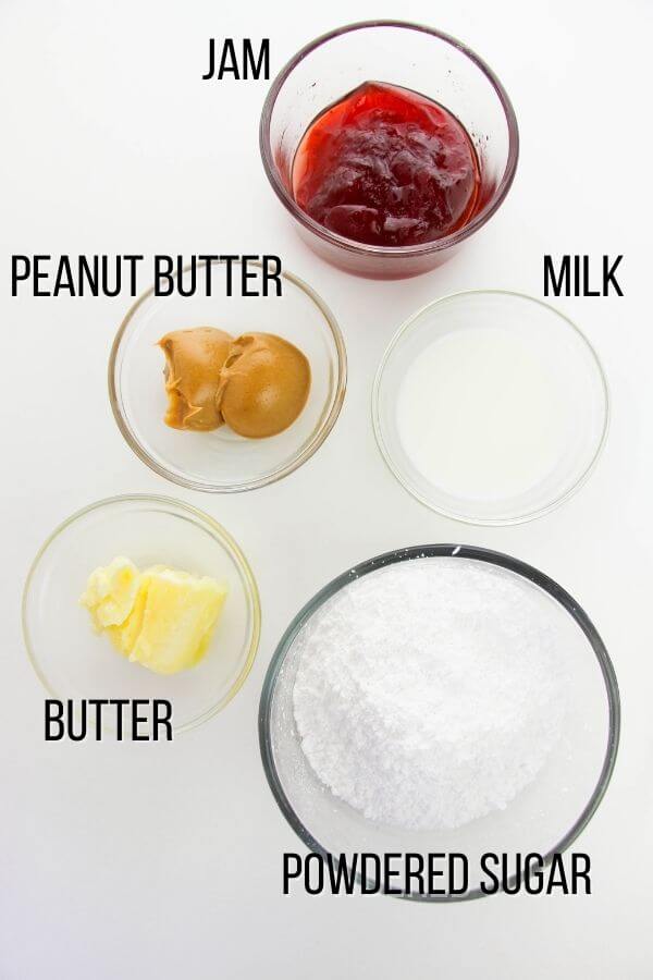 peanut butter frosting ingredients with text labels