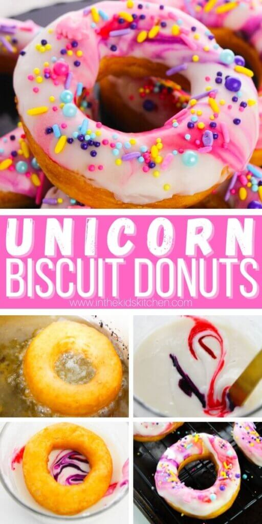 Unicorn Biscuit Donuts, Pinterest image.