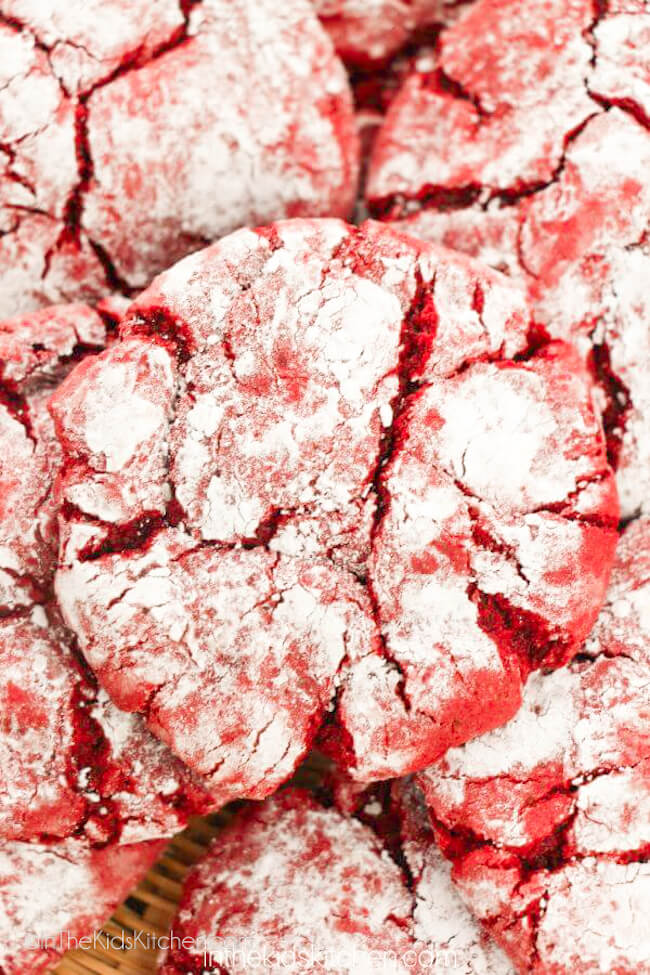 red velvet crinkle cookies.