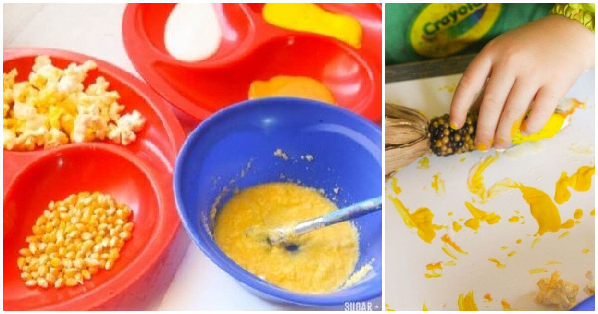 Painting with Corn Sensory Art Activity for Kids